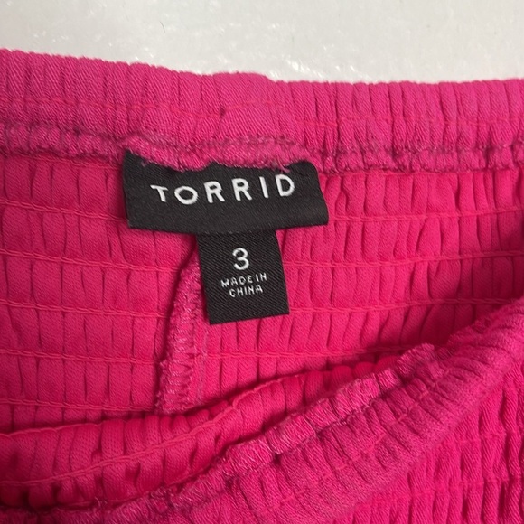 Torrid Dress Mini Crinkle Gauze Blouson Sleeve Pink White Floral Size 3 / 3X - Picture 4 of 8